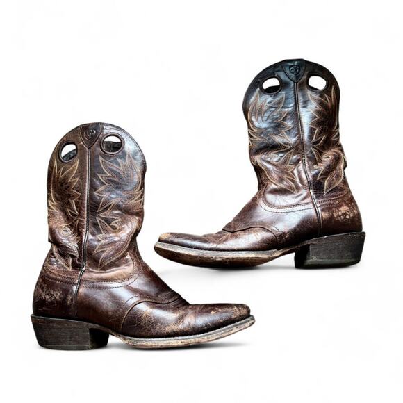 Ariat Dark Chocolate Brown Heritage Western Learher Cowboy Boots Size 9D Mexico